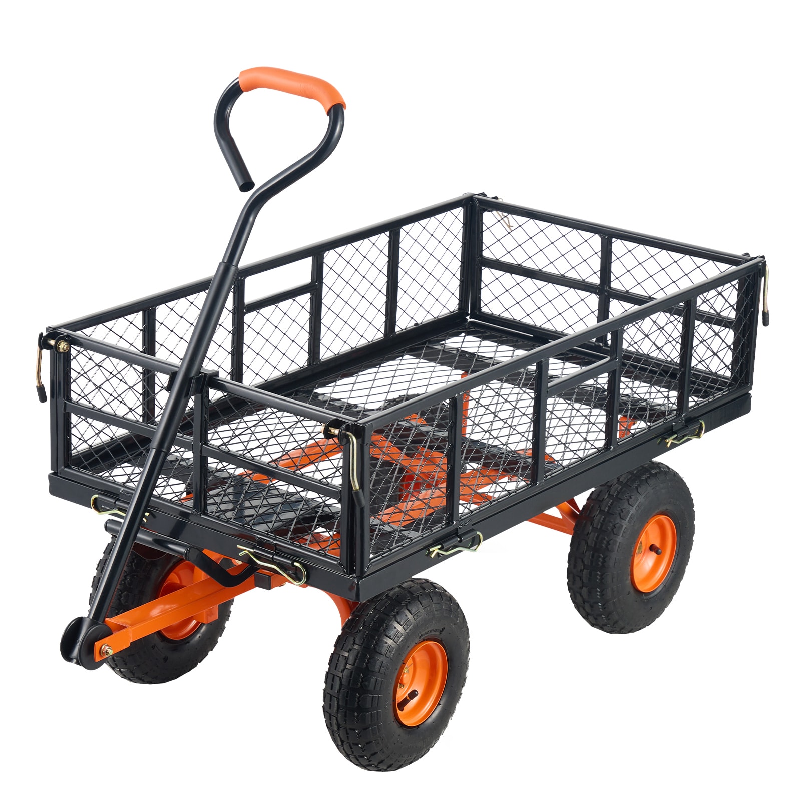 Garden Dump Cart With 2-in-1 Handle Heavy Duty Metal Wagon_voghion.com